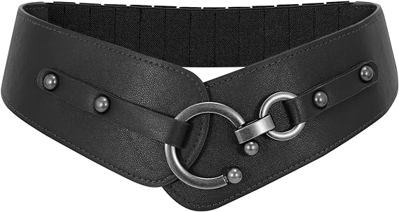 WERFORU Women Vintage Wide Elastic Thick Stretch Belt with Interlock Buckle for Dress